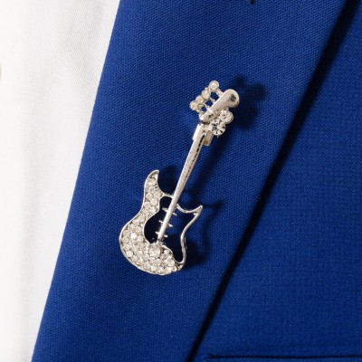 To The Nines Guitar Lapel Pin for Men Brooch(Silver)