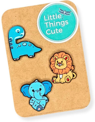 little Things Cute Dino + Lion + Baby Elephant - Enamel Pins Brooch(Multicolor)
