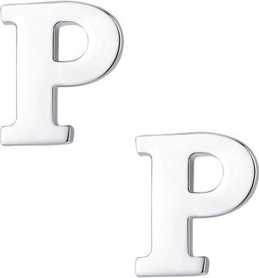 FURE P Initial Collar Pin Brooch(Silver)