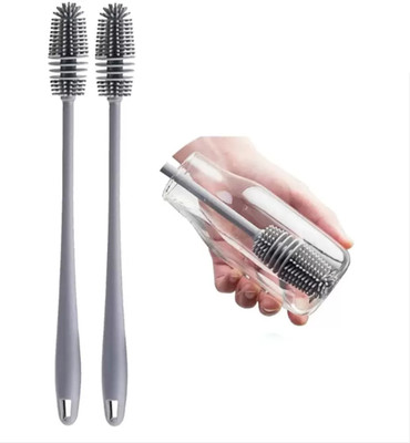 ASEOS Premium Bottle Cleaning Brush – Durable Bristle Long Handle BPA-Free Easy Use Silicone Wet and Dry Brush(Multicolor, 2 Units)