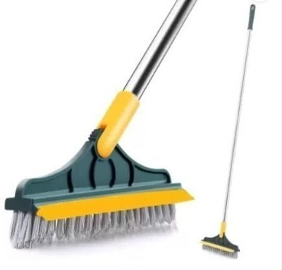Hari Om 3 in 1 Tiles Cleaning Brush Floor Scrub Bathroom Brush with Long Handle Wet and Dry Duster