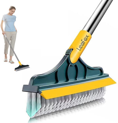 LeaFox 2 in 1 Bathroom Cleaner Tiles, Floor Cleaning Scrub Brush With Long Handle Plastic Wet and Dry Brush(Multicolor)