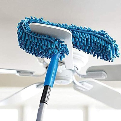 Lozenge Fan Cleaner Brush with Long Rod Flexible Fan Cleaning Mop Microfibre Wet and Dry Brush(Multicolor)