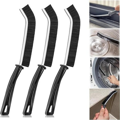 NARV Gap Cleaning Brush Crevice Cleaning Tool Door Window Track Dead Corners Cleaner Plastic Wet and Dry Brush(Multicolor, 3 Units)