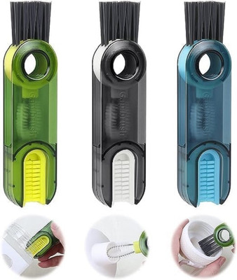 RUDHJAL 3 in 1 Multifunctional Cleaning Brush,3 in 1 Cup Lid Cleaning Brush (PACK OF 1) Nylon Wet and Dry Brush(Multicolor)