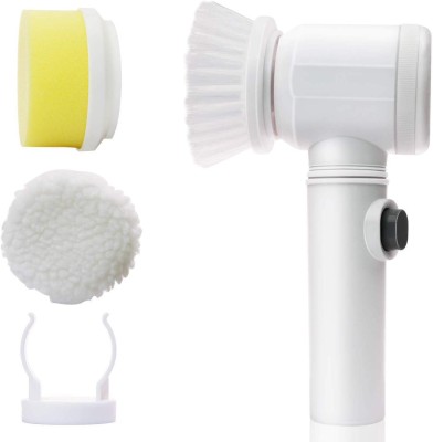 DOCAT 5 in 1 Magic Brush Bathtub Electric Multi-Functional Household Tools Bath Nylon, Microfibre, Sponge Wet and Dry Brush(White)