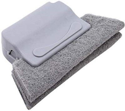 Kermis Sliding Window Slot Track Groove Dust Cleaner Remover Brush Tool Sponge Wet and Dry Brush(Grey)