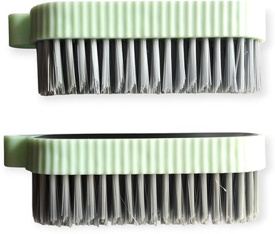 Livyra Premium Clothes Washing and Cleaning Brush Set, Ergonomic Grip and Shoe Cleaning Nylon Wet and Dry Brush(Green, 2 Units)