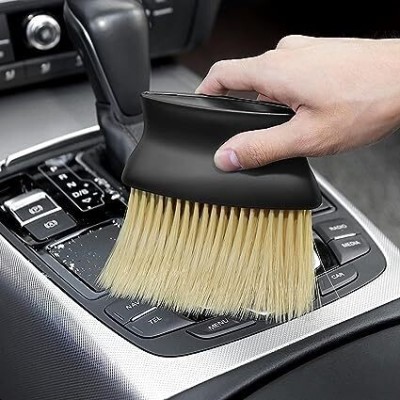 DREHOTRY Mini Car Cleaning Brush with Handle and Dust Cover Car AC Plastic Wet and Dry Brush(Multicolor)