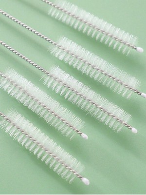 EasyShop Drinking Straw Cleaning Brush LONG - Bristle Cleaner for Stainless Steel-23 Plastic Wet and Dry Brush(White, 6 Units)