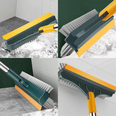 flerific 3 in 1 Bathroom with Wiper, Tiles Cleaning Brush with Handle Microfibre Wet and Dry Brush(Multicolor)