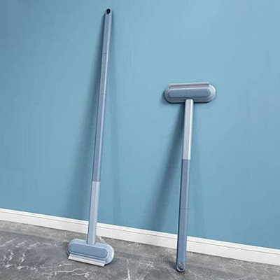 Moxtiza 4 in 1 Multifunctional Window Cleaner Brush with Long Detachable Handle Sponge Wet and Dry Brush(Blue)