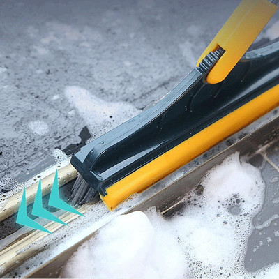 HM EVOTEK Bathroom Cleaning Brush with Wiper 2 in 1 Tiles Cleaning Brush Floor Scrub Plastic Wet and Dry Broom(Multicolor)