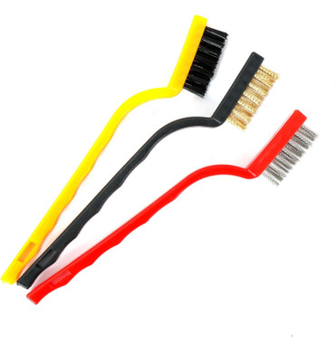 navjai 3pc Mini Wire Block Brush different Gas Stove bursh Handle Scratch Brush Strip Microfibre Wet and Dry Brush(Multicolor, 3 Units)
