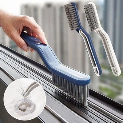crownsmill 2 in 1 Multifunctional Floor Seam Brush, Kitchen Bathroom Corner Gap Brush Plastic Wet and Dry Brush(Grey)