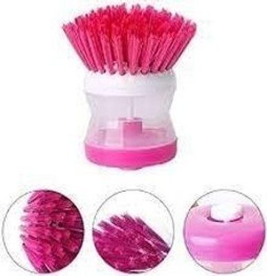 QWGPT kitchen sink scrub brush/Kitchen Dishwasher Brush/sink cleaning brush Plastic Wet Brush(Pink, White)