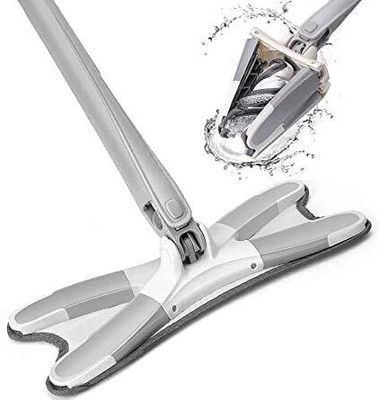 ForcerFlow Brush_360 Degree Microfiber X shape mop Microfibre Wet and Dry Brush(White, Grey)