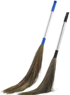 rehbar Plastic handle 2 pcs broom heavy & realible broom for home office and shop Grass Dry Broom(Multicolor, 2 Units)