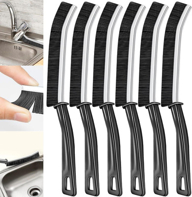 UNDERZONE Mini Gap Cleaning Brush Hard Bristle Gap Brush for Cleaning Multipurpose Microfibre Wet and Dry Brush(Black, 6 Units)