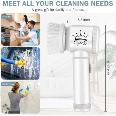 Bholu Battery-powered cleaning brush Microfibre, Nylon Wet and Dry Brush(White)