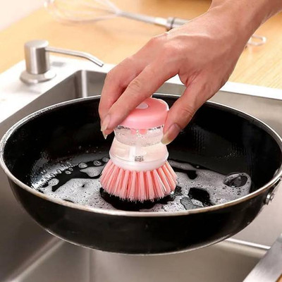 ARPANA BRIGHT Dish washer Cleaner Brush with Liquid Soap Dispenser Plastic Wet and Dry Brush(Multicolor)