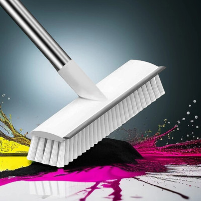 ONEFLESH 2-in-1 Floor Brush with Wiper | Long Handle Tile & Steel Surface Cleaner-MB Nylon Wet and Dry Brush(Multicolor)