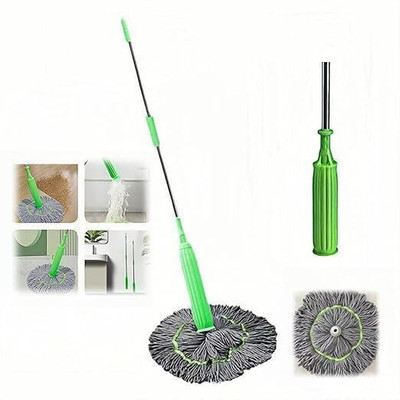 BroomBuddy 360 Rotatable Adjustable Twist Mop Microfibre Wet and Dry Brush Microfibre Wet and Dry Broom(Multicolor)