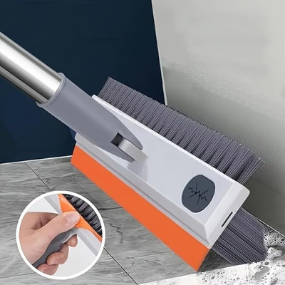 neexo 3 in 1 Floor Brush Scrubber Brush with Long Handle Grout Brush Plastic Wet and Dry Brush(Grey)