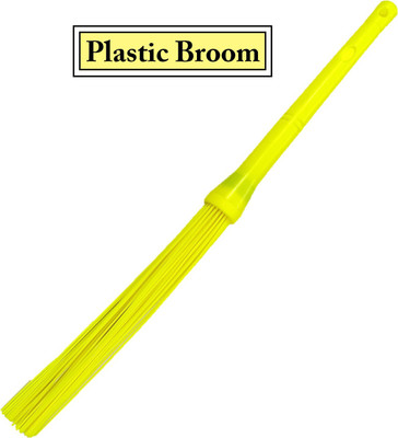 Cyber Sales Yellow Plastic Broom. Ideal broom for Garden and Bathroom. Long-lasting broom. Plastic Wet and Dry Broom(Yellow)