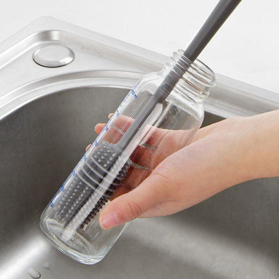 Radiksa Long Handle Silicone Bottle Cleaner Brush Flexible Bristle Brush Assorted Color Silicone Wet and Dry Brush(Grey)