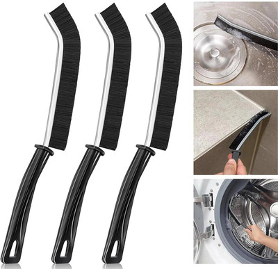 Bizbee 3Pcs Plastic Gap Cleaning Brush,Bathroom Gap Cleaning Brush Nylon Wet and Dry Brush(Black, 3 Units)