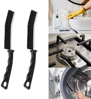 PRSTI Gap Cleaning Brush Crevice Cleaning Tool Door Window Track Dead Corners Cleaner Microfibre Wet and Dry Brush(Black, 2 Units)
