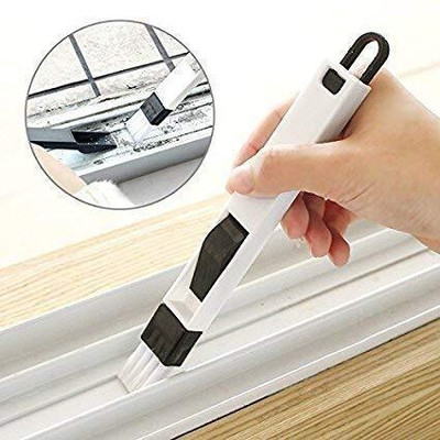 HAPANI STORE 2 In 1 Multi-Function Window Slot Brush With Dustpan Screen Keyboard Drawer Plastic Wet and Dry Brush(Multicolor, 3 Units)