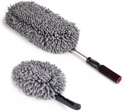 LOYZO Microfiber Feather Duster Extendable Car Cleaning Wet and Dry Brush (Pack of 2) Microfibre Wet and Dry Brush(Multicolor)