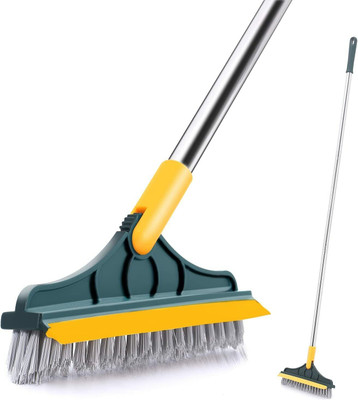 SNV TRADER Bathroom Cleaning Brush with Wiper 2 in 1 Tiles Cleaning Brush Plastic Wet and Dry Brush(Multicolor, 2 Units)