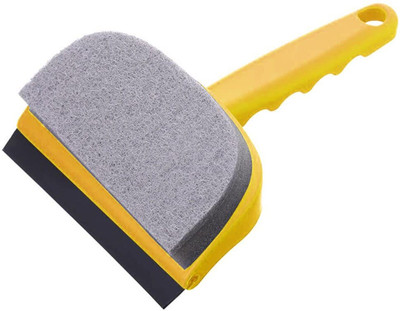 HomeAra 2 in 1 Wiper Glass Cleaning Brush Scraping Washing Dual-Purpose Cleaning Brush Plastic Wet and Dry Brush(Yellow)