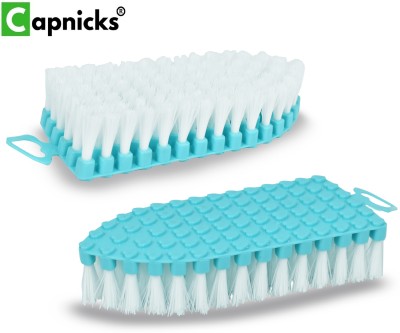 capnicks Flexible Brush Soft bristles for Cloth Washing, Tiles, Floor, Sink Cleaning (2) Nylon Wet and Dry Brush(Green, 2 Units)