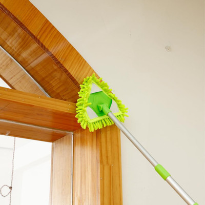 NKK TRADERS Easy to Clean Lazy Triangle Cleaning Mop Retractable Cleaning Mop Microfibre Wet and Dry Brush(Green)