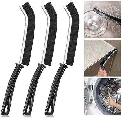 DR.GADGET Gap Cleaning Brush Crevice Cleaning Tool Door Window Track Dead Corners Cleaner Microfibre Wet and Dry Brush(Black, 3 Units)
