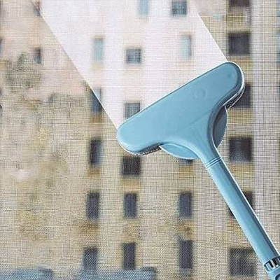 YNV TRADER Window Mesh Cleaner Window Glass Cleaner brush with Long Handle and Cleaner Tool Sponge Wet and Dry Brush(Multicolor)