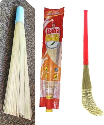 GABA COMBO SET OF (2PCS) 1 plastic broom for bathroom with1 no dust broom for home Plastic, Fiber Wet and Dry Broom(Multicolor, 2 Units)