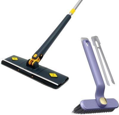 HM EVOTEK Cleaning Mop Scraper Push-Pull Automatic Squeezing Mop & Head Rotating Brush K3 Microfibre Wet and Dry Brush(Multicolor, 2 Units)