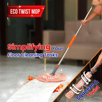 Mesmera hands-free wringing mop Microfibre Wet and Dry Broom(Multicolor)