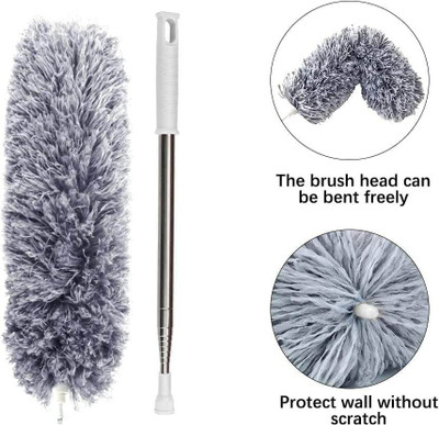 KESHAVART Multi-Purpose Cleaning Foldable Microfiber Cleaning Duster Brush Microfibre Wet and Dry Brush(Grey)