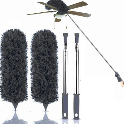 Xy Decor Pack of 2 Microfiber Feather Duster Bendable & Extendable(Steel Handle) Microfibre Wet and Dry Broom(Grey, 2 Units)