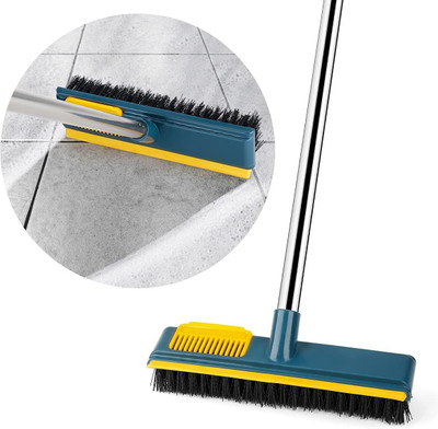 HM EVOTEK 2 in 1 Floor Tile Window Scrub Wiper Grout Cleaning Brush Long Handle Plastic Wet and Dry Brush(Multicolor)