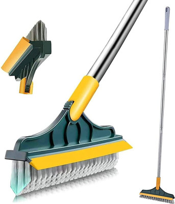 CUERARPO 2 in 1 Tiles Cleaning Brush Floor Scrub Bathroom Brush with Long Handle Microfibre Wet and Dry Brush(Multicolor)