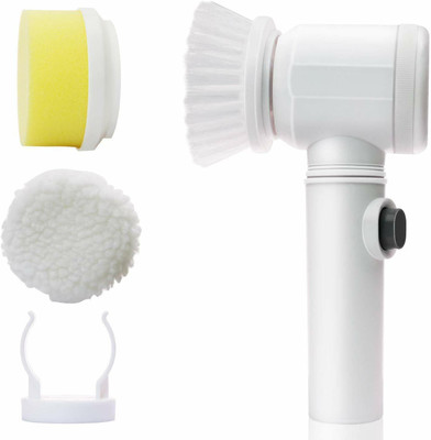 MANEK 5 in 1 Magic Brush Nylon Bathtub Electric Nylon Wet and Dry Brush(White)
