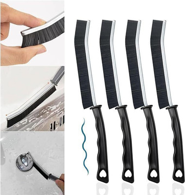 Joynest Mini Gap Cleaning Brush Hard Bristle for Cleaning Multipurpose Crevice Brush Microfibre Wet and Dry Brush(Black, 4 Units)