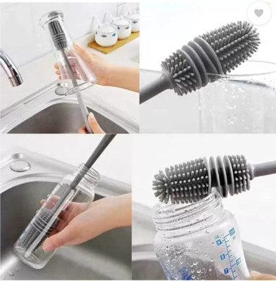 ASEOS Premium Bottle Cleaner Brush – BPA-Free Long Handle Easy Use Durable Bristle Silicone Wet and Dry Brush(Multicolor)